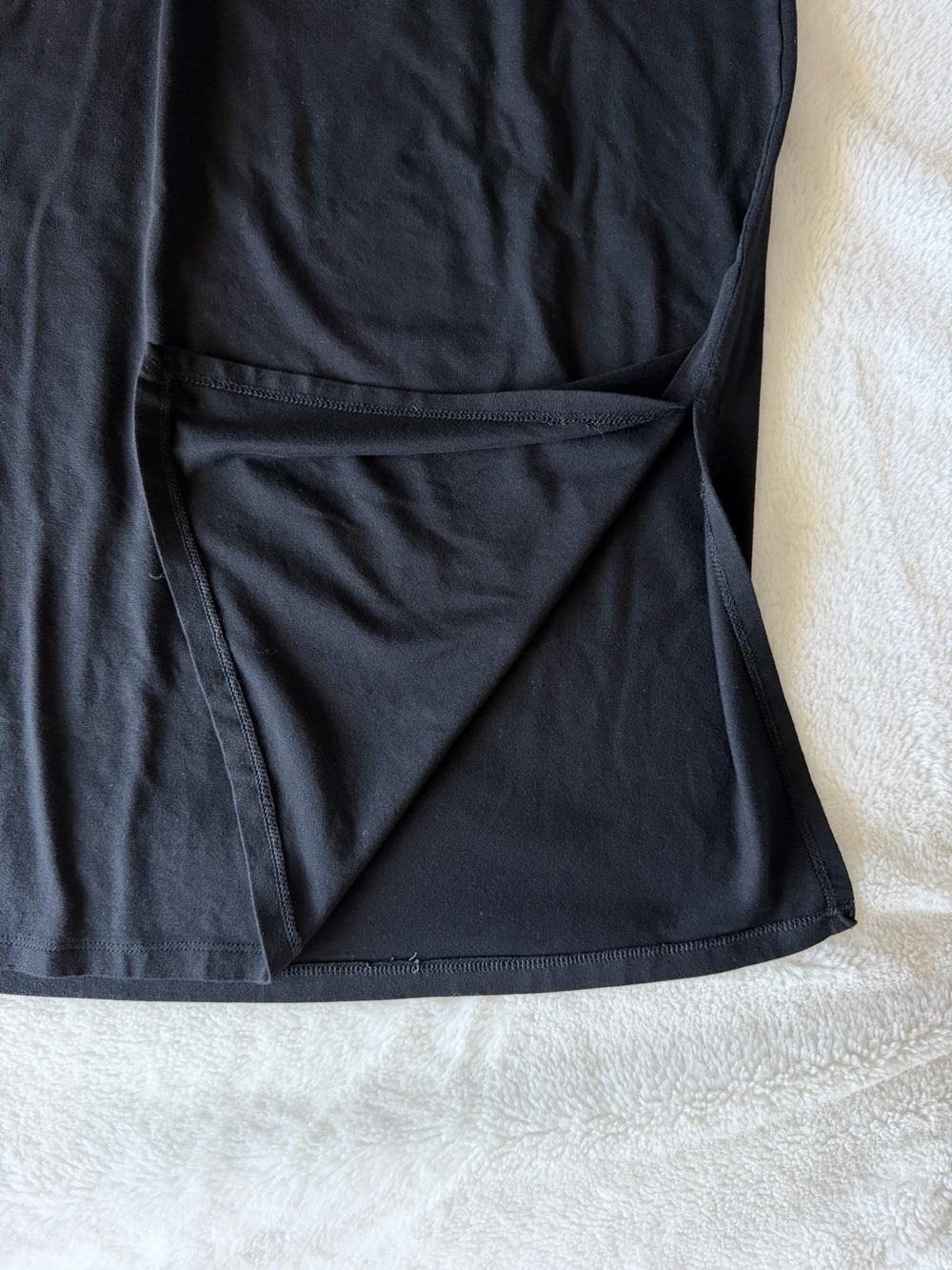Eileen Fisher Black Stretch Jersey Knit A-Line Midi Skirt - Size Medium - Picture 3 of 11